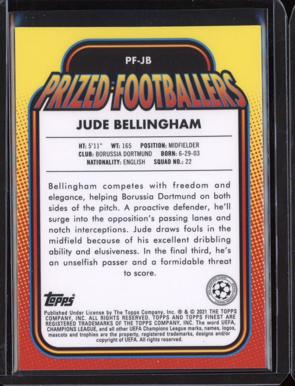 Jude Bellingham 2021 Topps Finest UEFA Champions League Prized Footballers RC