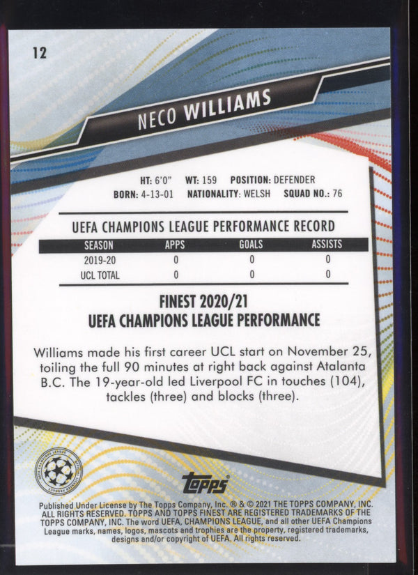 Neco Williams 2020-2021 Topps Finest UEFA Champions League RC