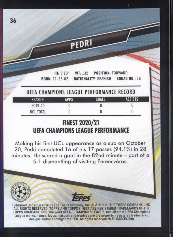 Pedri 2020-2021 Topps Finest UEFA Champions League RC