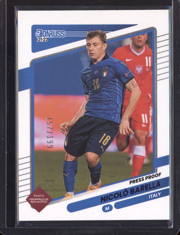 Nicolo Barella 2021/22 Panini Road to the World Cup Press Proof Purple 157/199