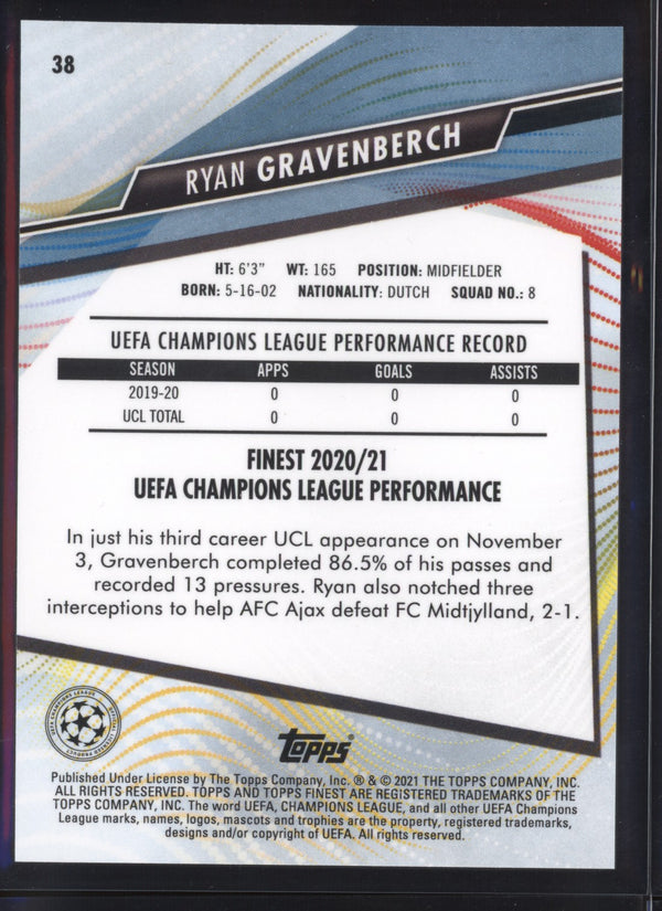 Ryan Gravenberch 2020-2021 Topps Finest UEFA Champions League RC