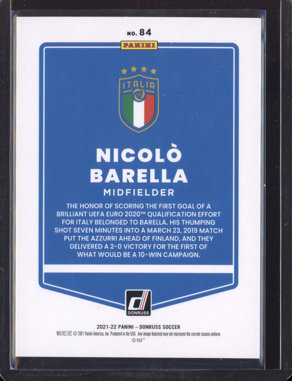 Nicolo Barella 2021/22 Panini Road to the World Cup Press Proof Purple 157/199