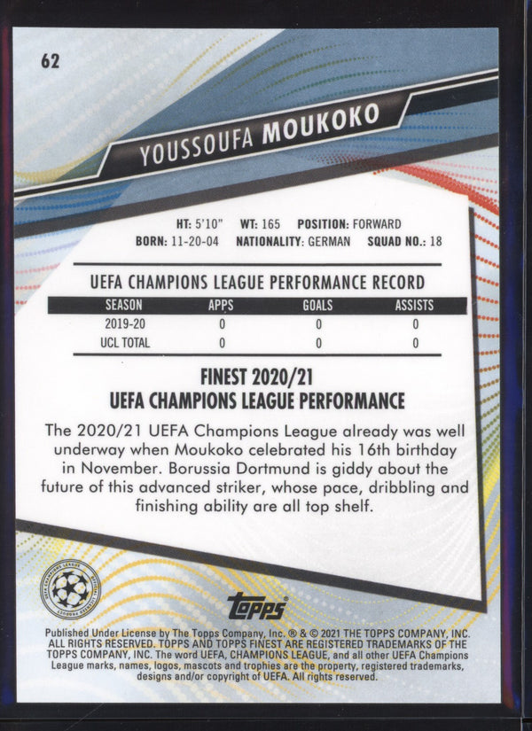 Youssoufa Moukoko 2020-2021 Topps Finest UEFA Champions League RC