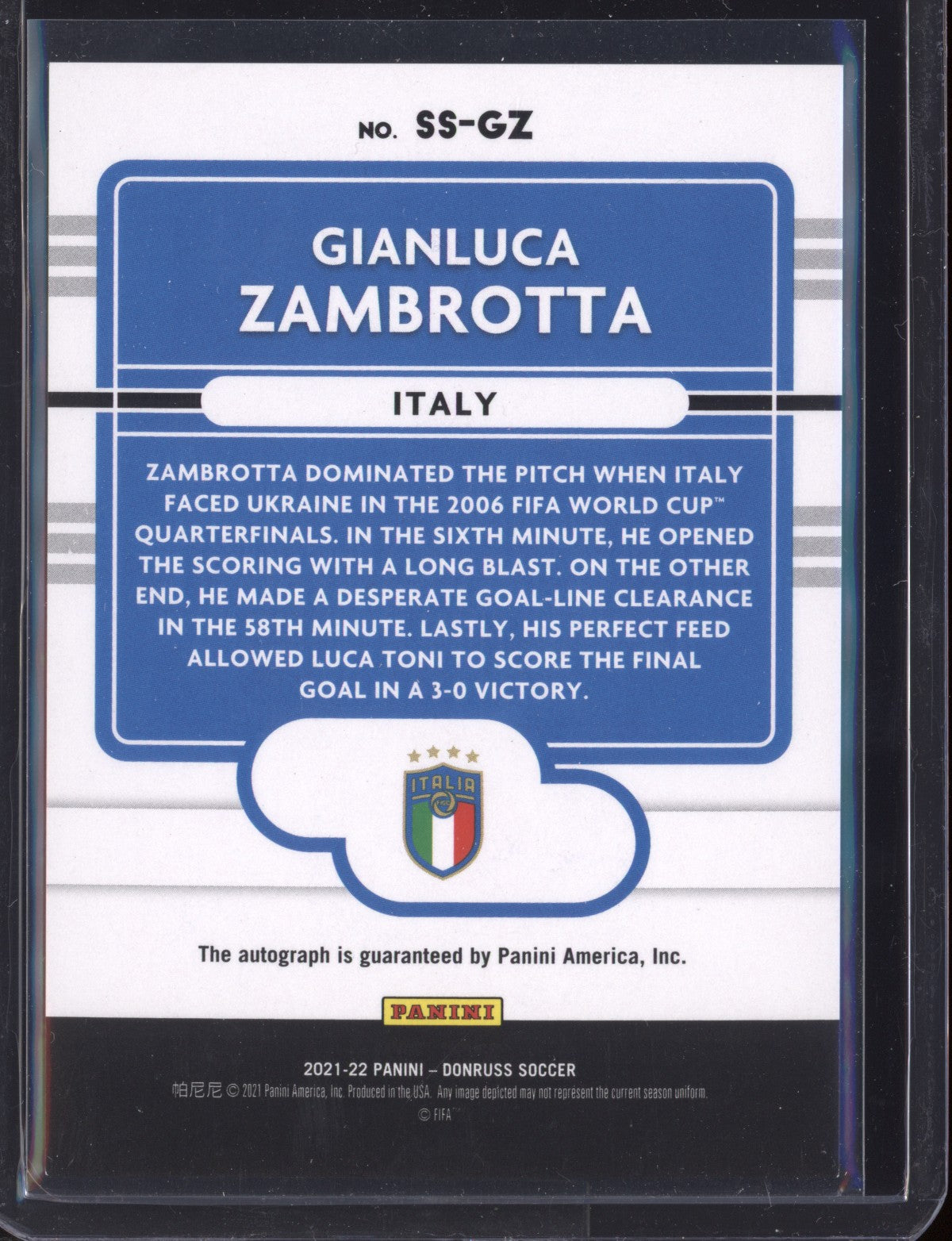 Gianluca Zambrotta 2021 22 Panini Road The World Cup Signature Series