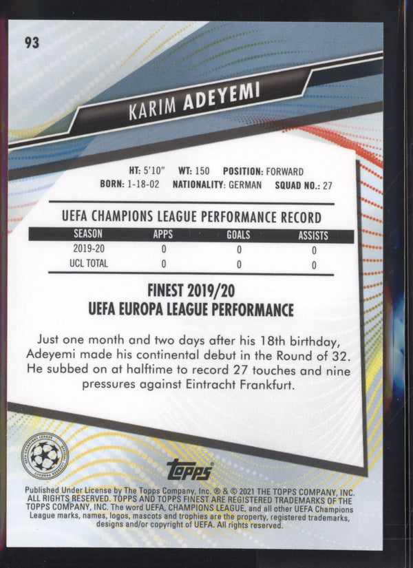 Karim Adeyemi 2020-2021 Topps Finest UEFA Champions League RC