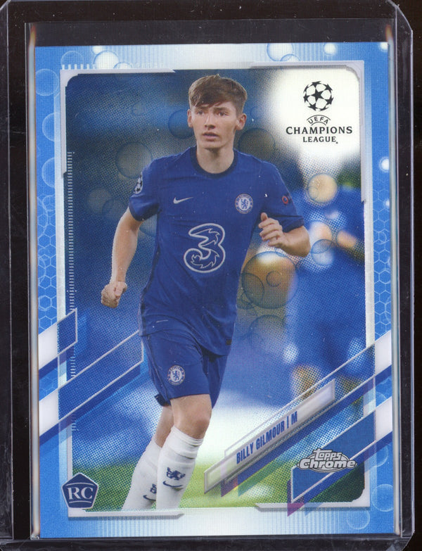 Billy Gilmour 2021 Topps Chrome UEFA Champions League Blue Bubbles Refractor RC