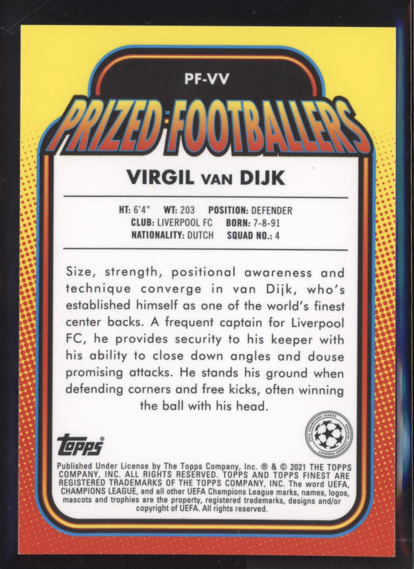 Virgil Van Dijk 2020-2021 Topps Finest UEFA Champions League Prized Footballers