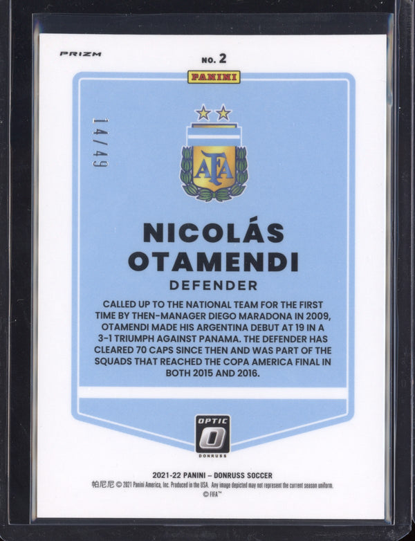 Nicolas Otamendi 2021/22 Panini Road tothe World Cup Optic Orange Velocity 14/49