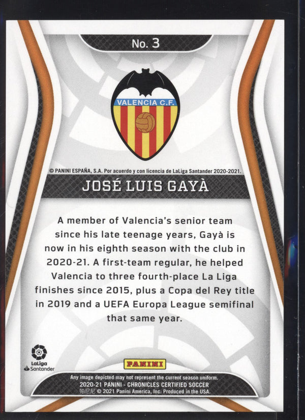 Jose Luis Gaya 2020-2021 Panini Chronicles Certified Blue Mirror 03/99