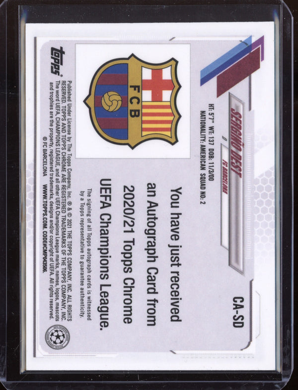 Sergino Dest 2021 Topps Chrome UEFA Champions League Chrome Autograph