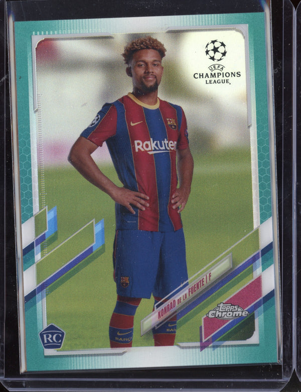 Konrad de la Fuente 2021 Topps Chrome UEFA Champions Aqua Refractor RC 102/199