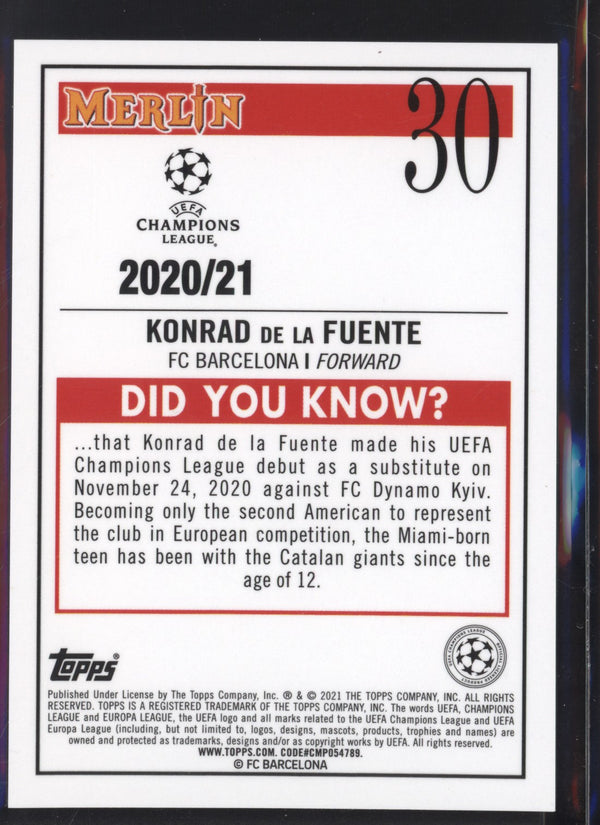 Konrad de la Fuente 2020-2021 Topps Merlin UEFA Champions League RC