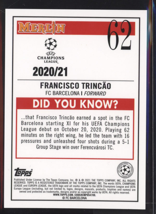 Francisco Trincao 2020-2021 Topps Merlin UEFA Champions League RC