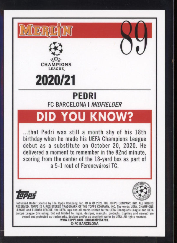 Pedri 2020-2021 Topps Merlin UEFA Champions League RC