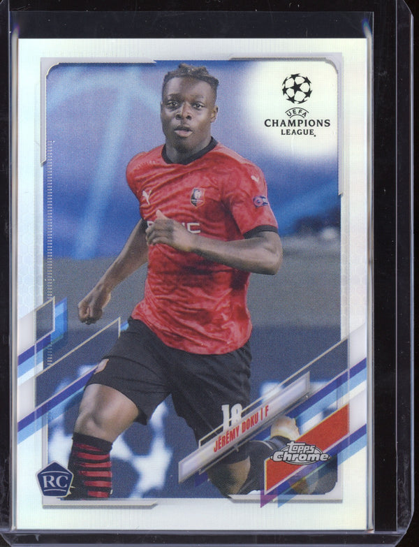 Jeremy Doku 2021 Topps Chrome UEFA Champions League Refractor RC