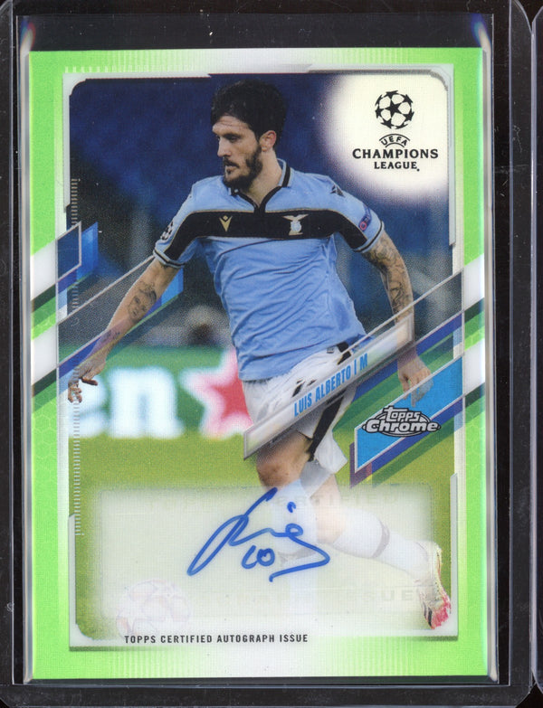 Luis Alberto 2021 Topps Chrome UEFA Champions Neon Green Chrome Autograph 11/99