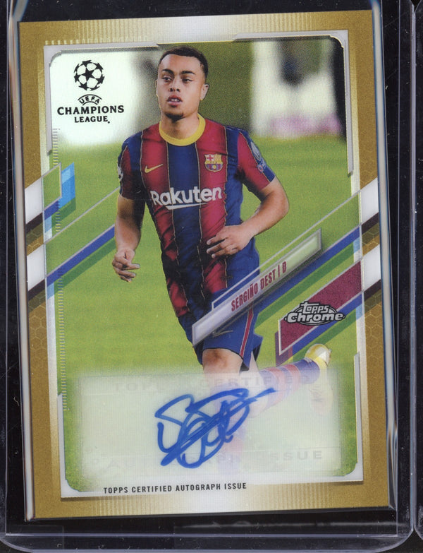 Sergino Dest 2021 Topps Chrome UEFA Champions League Gold Chrome Autograph 21/50