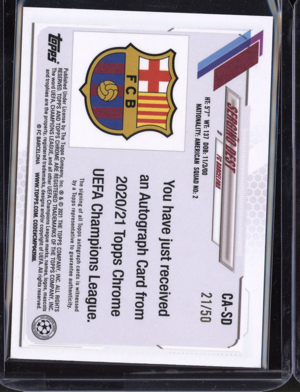 Sergino Dest 2021 Topps Chrome UEFA Champions League Gold Chrome Autograph 21/50