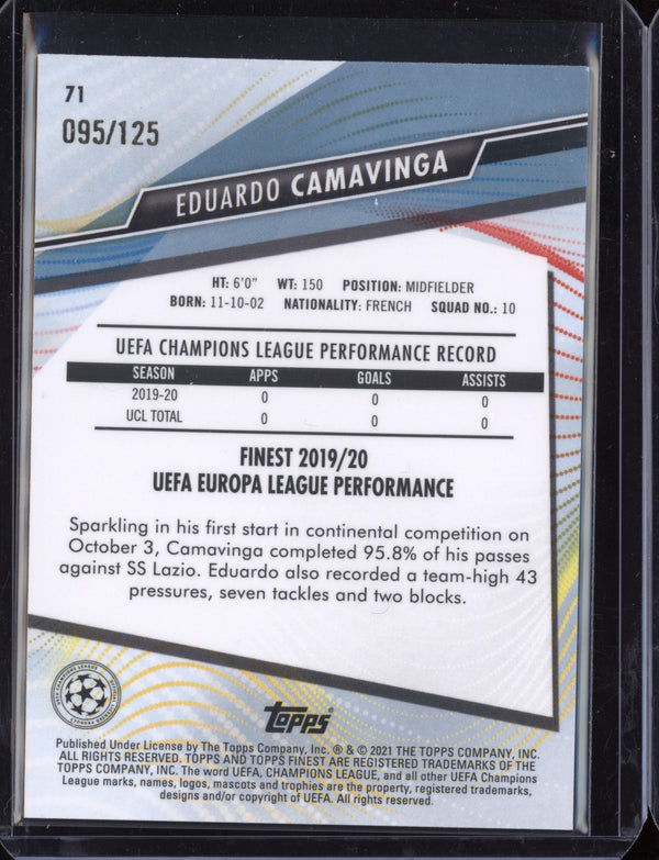 Eduardo Camavinga 2021 Topps Finest UEFA Champions Speckle Refractor RC 95/125