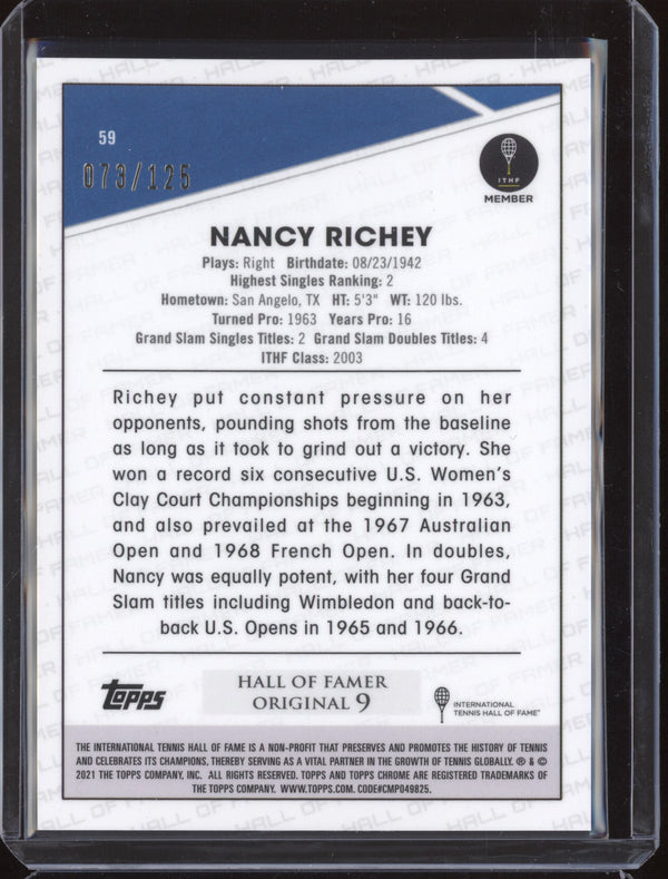 Nancy Richey 2021 Topps Chrome Tennis 59 Mini Diamond 73/125