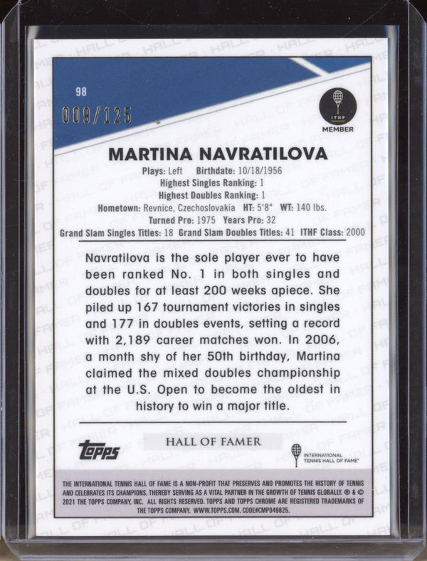 Martina Navratilova 2021 Topps Chrome Tennis 98 Mini Diamond 9/125