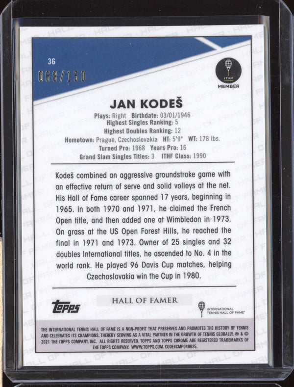 Jan Kodes 2021 Topps Chrome Tennis 36 Aqua 68/150