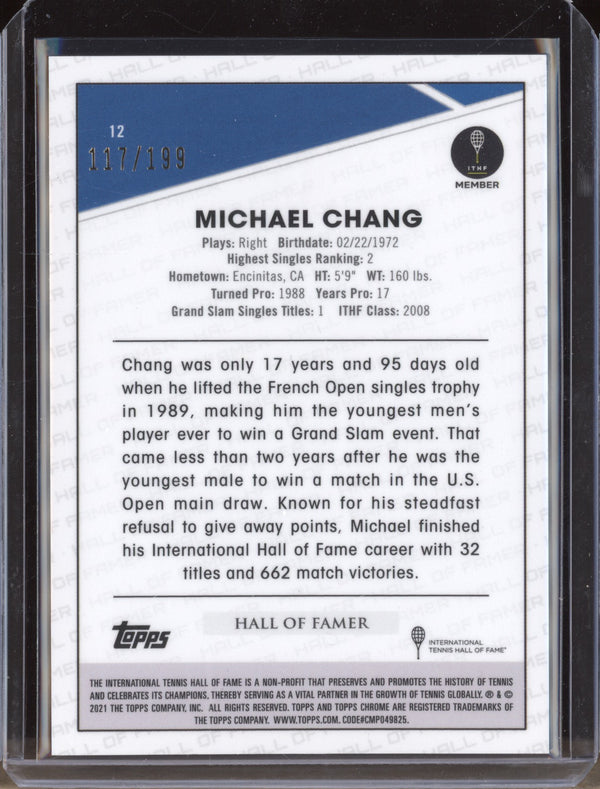 Michael Chang 2021 Topps Chrome Tennis 12 Purple 117/199