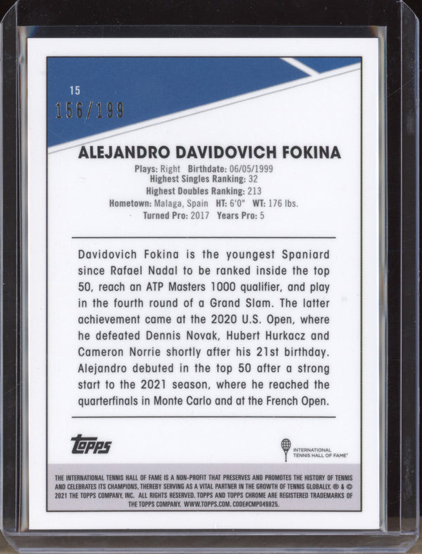 Alejandro Davidovich Fokina 2021 Topps Chrome Tennis 15 Purple 156/199