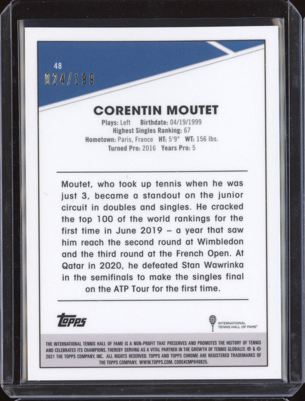 Corentin Moutet 2021 Topps Chrome Tennis 48 Purple 24/199