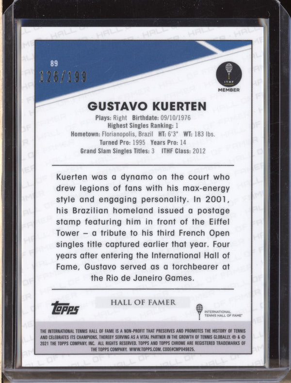 Gustavo Kuerten 2021 Topps Chrome Tennis 89 Purple Wave 126/199