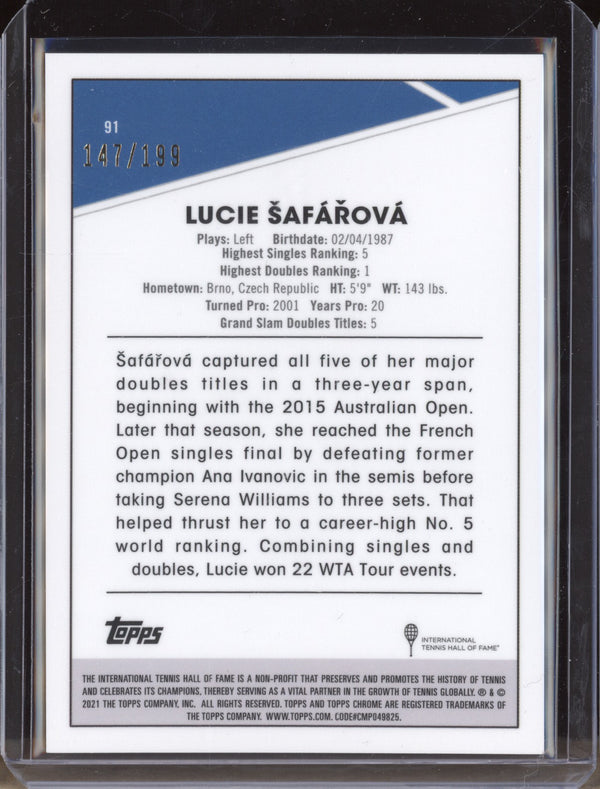 Lucie Safarova 2021 Topps Chrome Tennis 91 Purple Wave 147/199