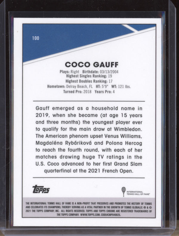 Coco Gauff 2021 Topps Chrome Tennis 100 RC