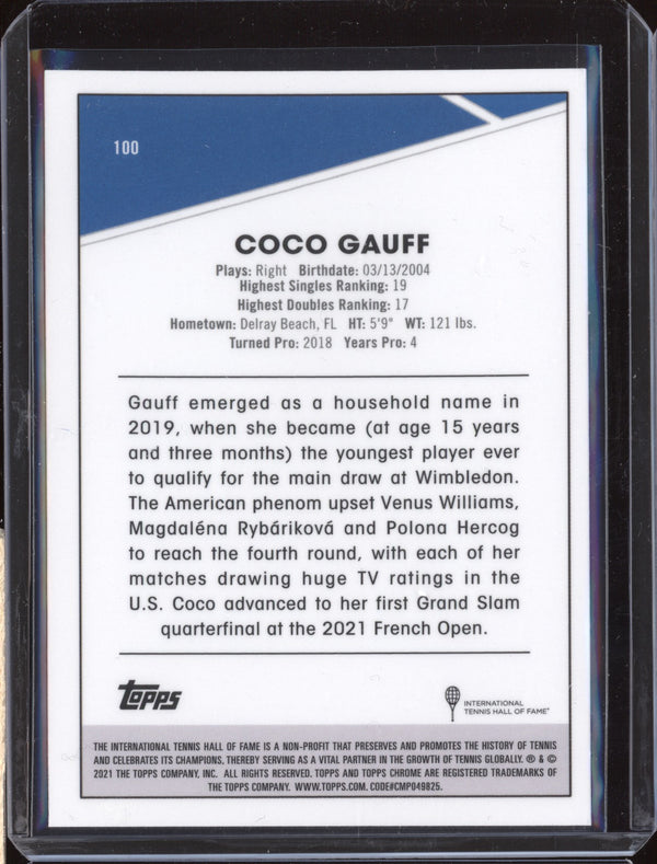 Coco Gauff 2021 Topps Chrome Tennis 100 RC