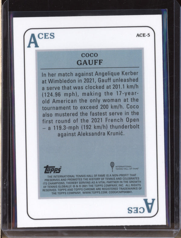 Coco Gauff 2021 Topps Chrome Tennis ACE-5 Aces RC