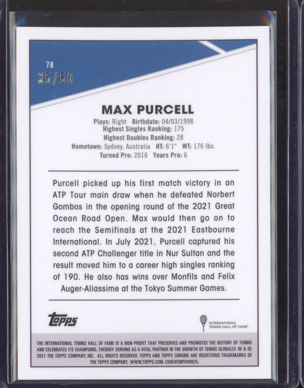 Max Purcell 2021 Topps Chrome Tennis 78 Gold Wave 35/50