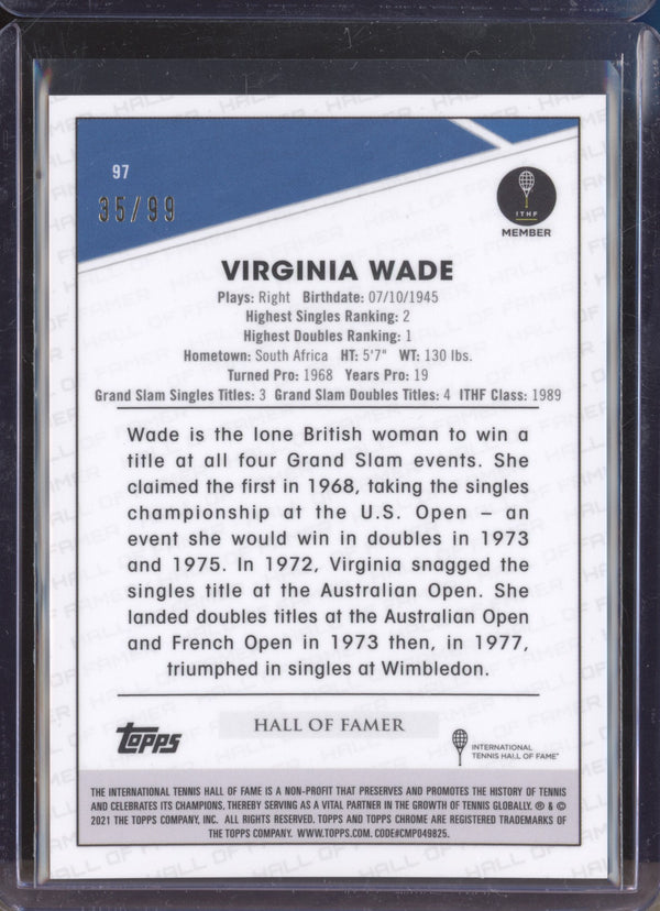 Virginia Wade 2021 Topps Chrome Tennis 97 Blue 35/99