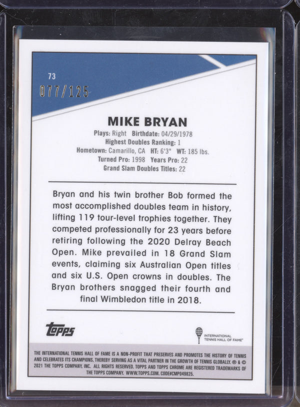 Mike Bryan 2021 Topps Chrome Tennis 73 Mini Diamond 77/125