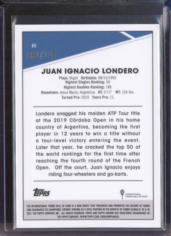 Juan Ignacio Londero 2021 Topps Chrome Tennis 85 Mini Diamond 81/125