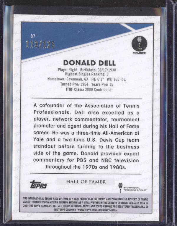 Donald Dell 2021 Topps Chrome Tennis 87 Mini Diamond 113/125