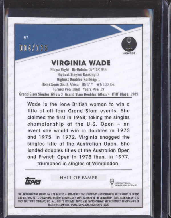 Virginia Wade 2021 Topps Chrome Tennis 97 Mini Diamond 4/125