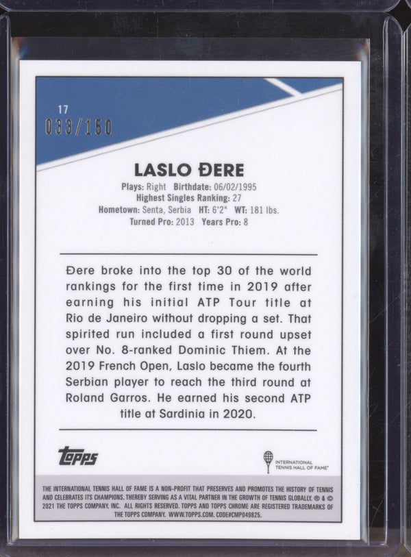 Laslo Dere 2021 Topps Chrome Tennis 17 Aqua 33/150