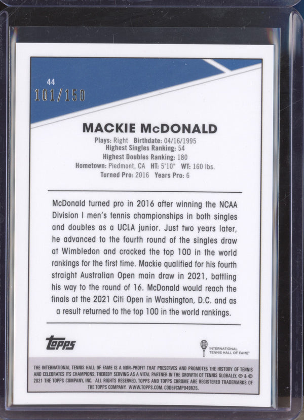 Mackie McDonald 2021 Topps Chrome Tennis 44 Aqua 101/150