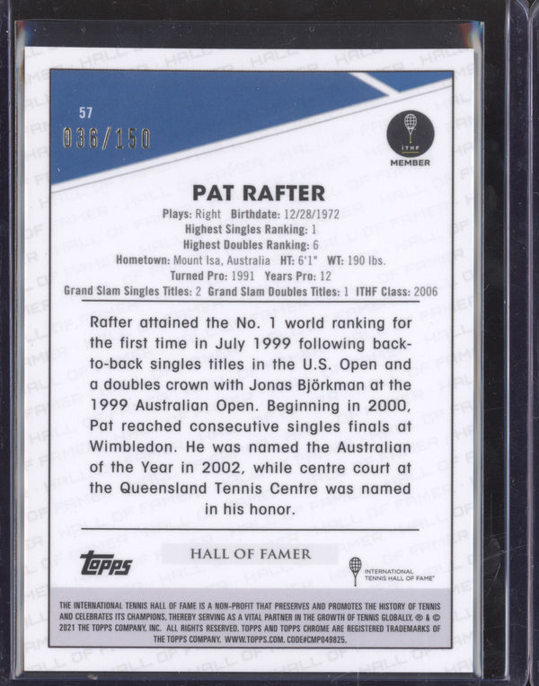 Pat Rafter 2021 Topps Chrome Tennis 57 Aqua 36/150