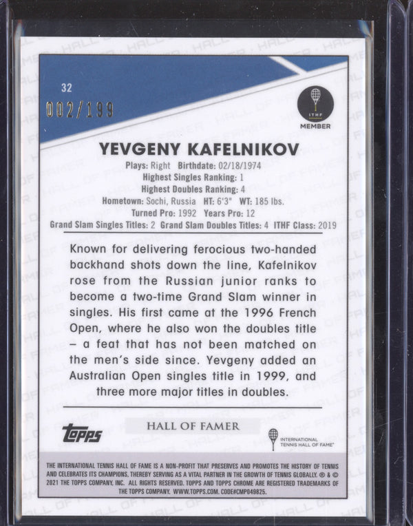 Yevgeny Kafelnikov 2021 Topps Chrome Tennis 32 Purple Wave 2/199