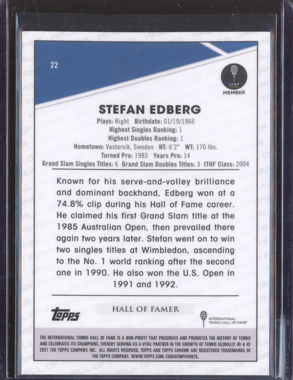 Stefan Edbeg 2021 Topps Chrome Tennis 22 Clay Court