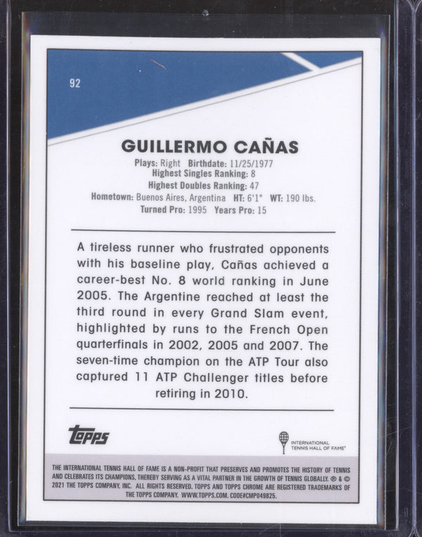 Guillermo Canas 2021 Topps Chrome Tennis 92 Clay Court