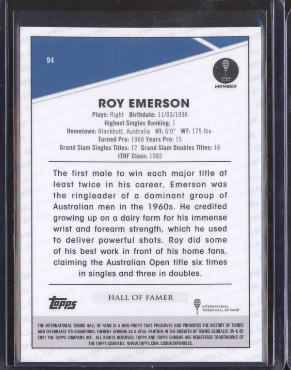 Roy Emerson 2021 Topps Chrome Tennis 94 Clay Court