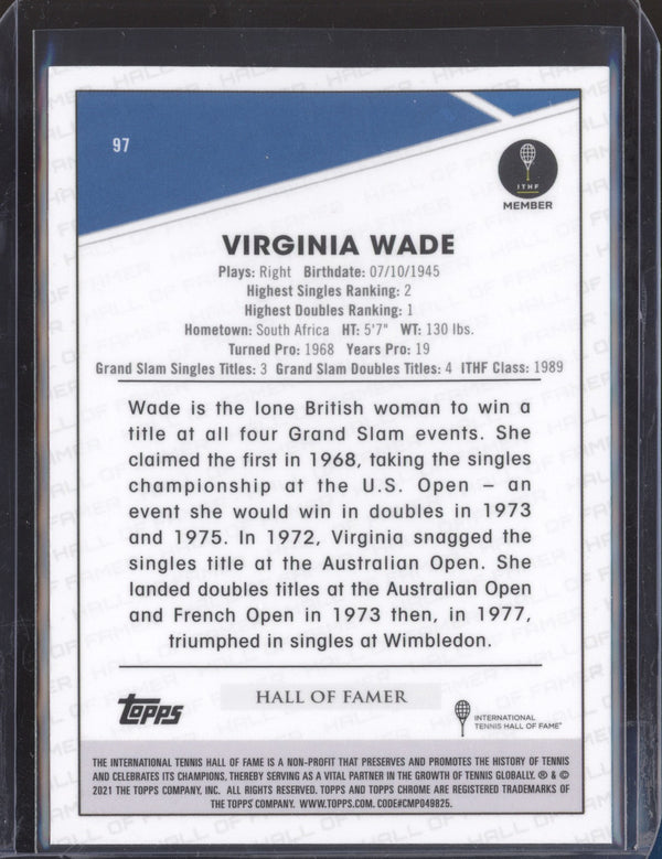 Virginia Wade 2021 Topps Chrome Tennis 97 Clay Court