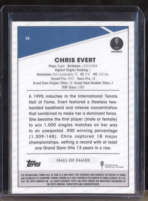 Chris Evert 2021 Topps Chrome Tennis 99 Clay Court