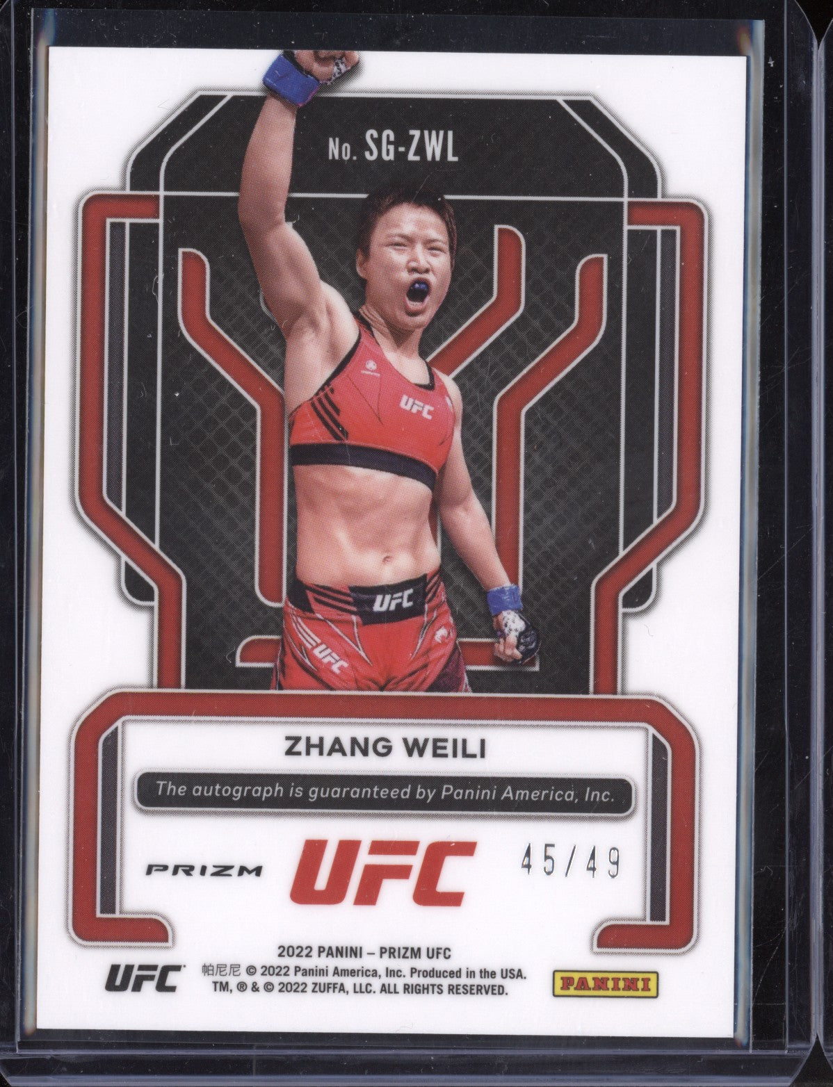 Zhang Weili 2022 Panini Prizm UFC Signatures Blue 45/49